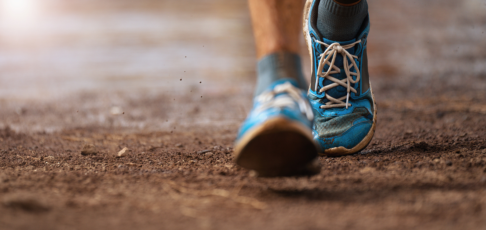 Trail running action